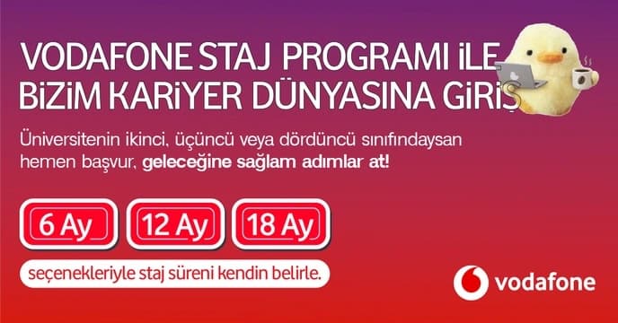 Vodafone Long Term Internship Program ilan görseli