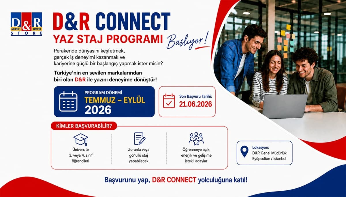 D&R Connect Yaz Staj Programı Başlıyor! ilan görseli