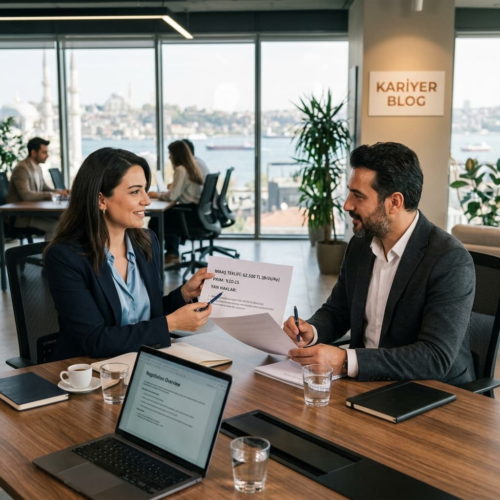 Modern ofis toplantı odasında maaş görüşmesi yapan iki profesyonel